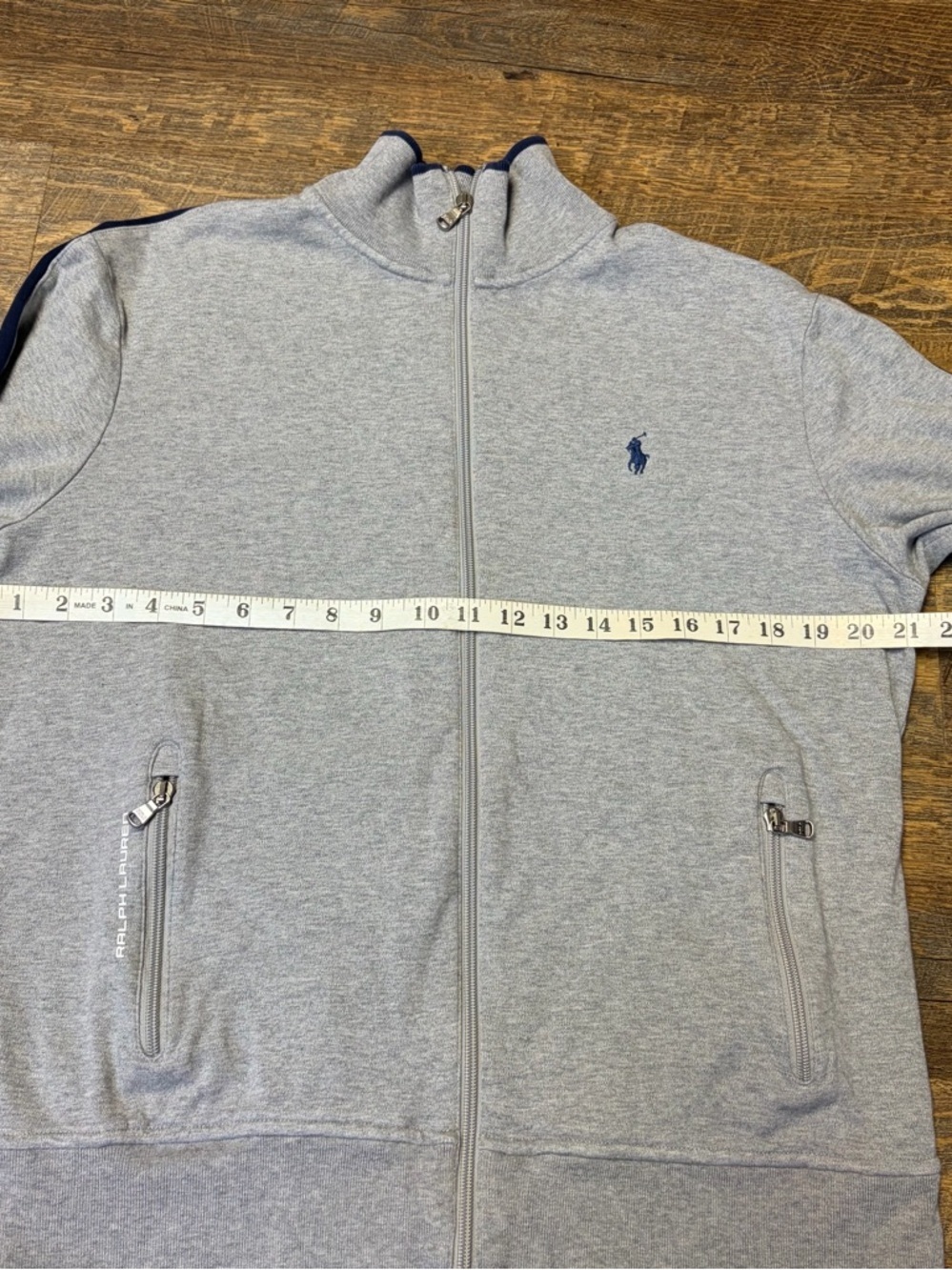 Polo Ralph Lauren Zip Sweatshirt Mens Medium Gray Mock Neck Logo Jacket Casual - Picture 3 of 13
